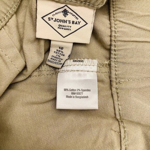 NWT St Johns Bay Chino Straight Pants Womens 12 Beige Khaki High-Rise - Picture 9 of 10